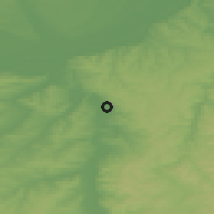 Shaded relief of the 52 km around Dolna Studena, drawn from the GMTED2010 grid