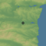 Shaded relief of the 52 km around Dolni Chiflik, drawn from the GMTED2010 grid
