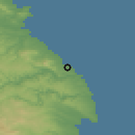 Shaded relief of the 53 km around Akhtopol, drawn from the GMTED2010 grid