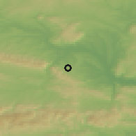 Shaded relief of the 52 km around Dragoevo, drawn from the GMTED2010 grid