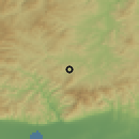 Shaded relief of the 53 km around Drangovo, drawn from the GMTED2010 grid