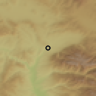 Shaded relief of the 53 km around Dupnitsa, drawn from the GMTED2010 grid