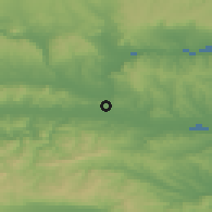 Shaded relief of the 52 km around Dybravino, drawn from the GMTED2010 grid