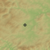 Shaded relief of the 53 km around Dzhebel, drawn from the GMTED2010 grid