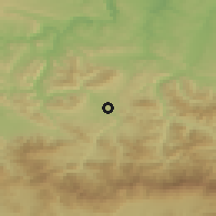 Shaded relief of the 52 km around Dzhurovo, drawn from the GMTED2010 grid