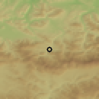 Shaded relief of the 52 km around Etropole, drawn from the GMTED2010 grid