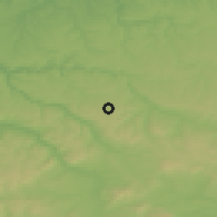 Shaded relief of the 52 km around Ezerche, drawn from the GMTED2010 grid
