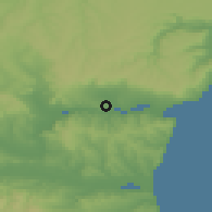 Shaded relief of the 52 km around Ezerovo, drawn from the GMTED2010 grid