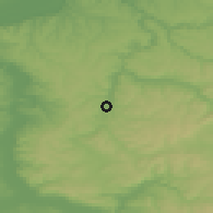 Shaded relief of the 52 km around Baniska, drawn from the GMTED2010 grid