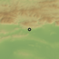 Shaded relief of the 52 km around Gavrailovo, drawn from the GMTED2010 grid