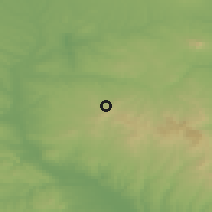 Shaded relief of the 53 km around Glavan, drawn from the GMTED2010 grid