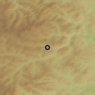 Shaded relief of the 53 km around Banite, drawn from the GMTED2010 grid