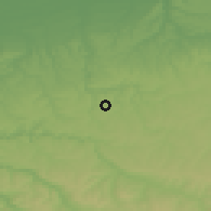 Shaded relief of the 52 km around Glodzhevo, drawn from the GMTED2010 grid