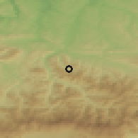 Shaded relief of the 52 km around Glogovo, drawn from the GMTED2010 grid