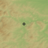 Shaded relief of the 53 km around Glukhar, drawn from the GMTED2010 grid
