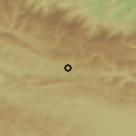 Shaded relief of the 52 km around Godech, drawn from the GMTED2010 grid
