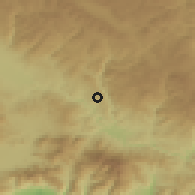 Shaded relief of the 53 km around Godeshevo, drawn from the GMTED2010 grid