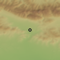 Shaded relief of the 52 km around Bankja, drawn from the GMTED2010 grid