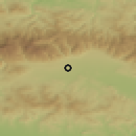Shaded relief of the 52 km around Gorno Sakhrane, drawn from the GMTED2010 grid