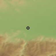 Shaded relief of the 53 km around Govedare, drawn from the GMTED2010 grid