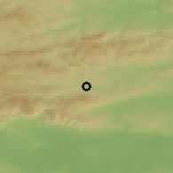 Shaded relief of the 52 km around Gradets, drawn from the GMTED2010 grid