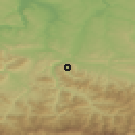 Shaded relief of the 52 km around Gradezhnitsa, drawn from the GMTED2010 grid