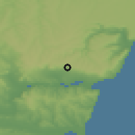 Shaded relief of the 52 km around Aksakovo, drawn from the GMTED2010 grid