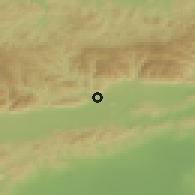 Shaded relief of the 52 km around Gurkovo, drawn from the GMTED2010 grid