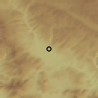 Shaded relief of the 53 km around Gyrmen, drawn from the GMTED2010 grid
