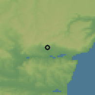 Shaded relief of the 52 km around Ignatievo, drawn from the GMTED2010 grid
