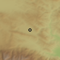 Shaded relief of the 52 km around Ikhtiman, drawn from the GMTED2010 grid
