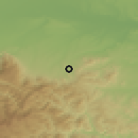 Shaded relief of the 53 km around Iskra, drawn from the GMTED2010 grid