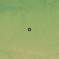Shaded relief of the 52 km around Isperikh, drawn from the GMTED2010 grid