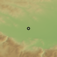 Shaded relief of the 53 km around Ivaylo, drawn from the GMTED2010 grid
