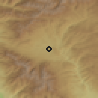 Shaded relief of the 53 km around Banya, drawn from the GMTED2010 grid