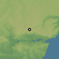 Shaded relief of the 52 km around Izvorsko, drawn from the GMTED2010 grid