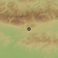 Shaded relief of the 52 km around Kalofer, drawn from the GMTED2010 grid