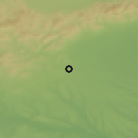 Shaded relief of the 52 km around Kaloyanovets, drawn from the GMTED2010 grid