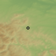 Shaded relief of the 53 km around Karamantsi, drawn from the GMTED2010 grid