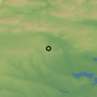 Shaded relief of the 52 km around Karanovo, drawn from the GMTED2010 grid