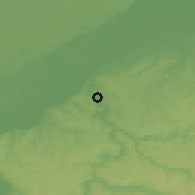 Shaded relief of the 52 km around Basarbovo, drawn from the GMTED2010 grid