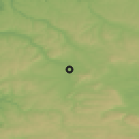 Shaded relief of the 52 km around Kardam, drawn from the GMTED2010 grid