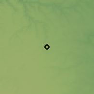 Shaded relief of the 52 km around Kardam, drawn from the GMTED2010 grid