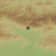 Shaded relief of the 52 km around Karlovo, drawn from the GMTED2010 grid