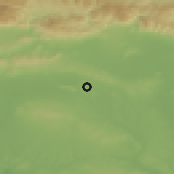 Shaded relief of the 52 km around Kermen, drawn from the GMTED2010 grid