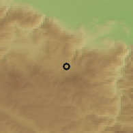 Shaded relief of the 53 km around Batak, drawn from the GMTED2010 grid