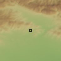 Shaded relief of the 52 km around Khisarya, drawn from the GMTED2010 grid