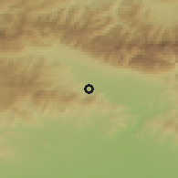 Shaded relief of the 52 km around Kliment, drawn from the GMTED2010 grid