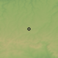 Shaded relief of the 52 km around Kliment, drawn from the GMTED2010 grid