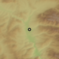 Shaded relief of the 53 km around Kocherinovo, drawn from the GMTED2010 grid